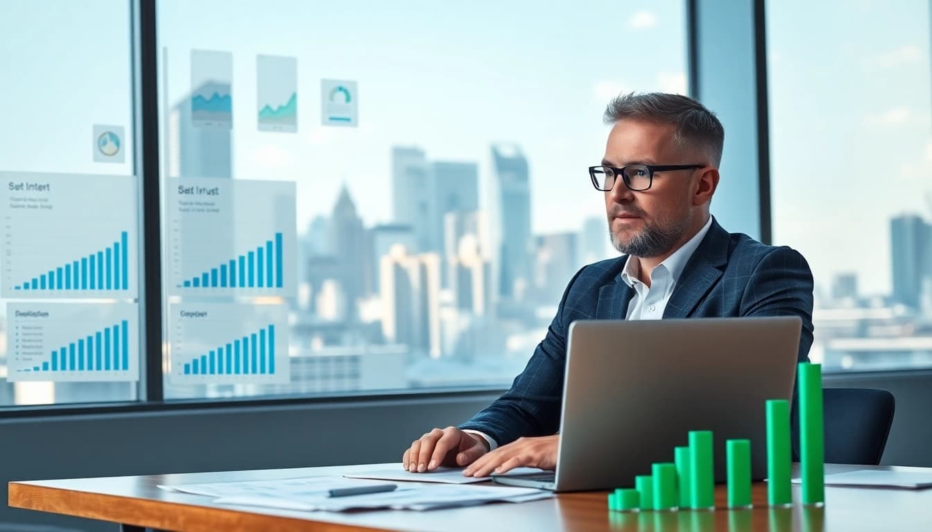 Pipeline expansion consultant California analyzing growth data in a modern office setting.