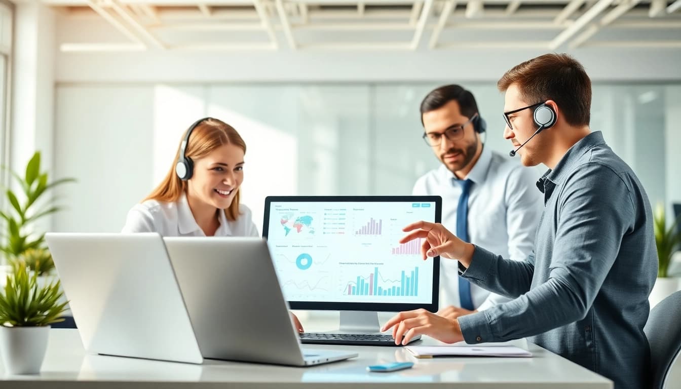 Enhancing it support services for small business with professional teamwork in a modern office.