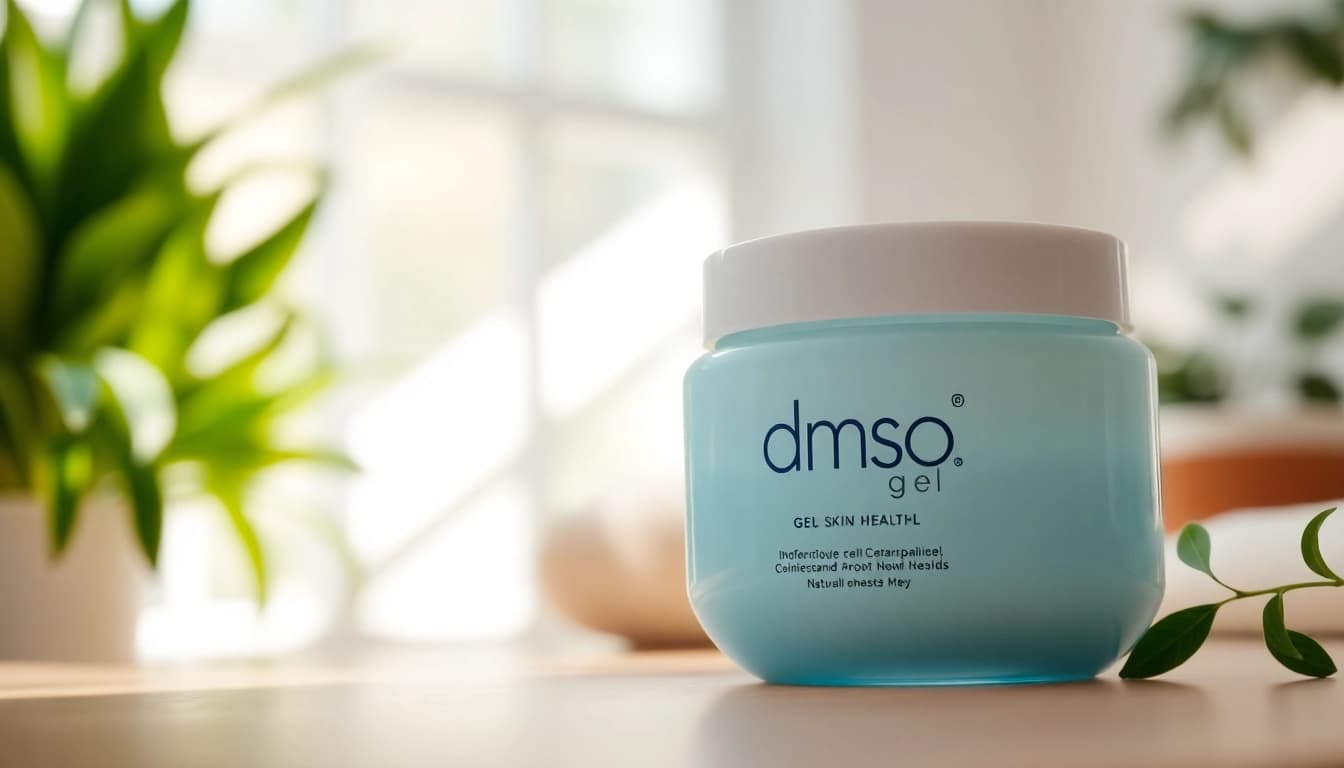 Applying dmso gel gently on skin in a bright, natural setting, emphasizing health benefits.