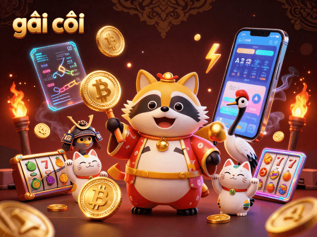 Engage with the vibrant scene of gái gọi in a casino setting featuring luck symbols and crypto elements.