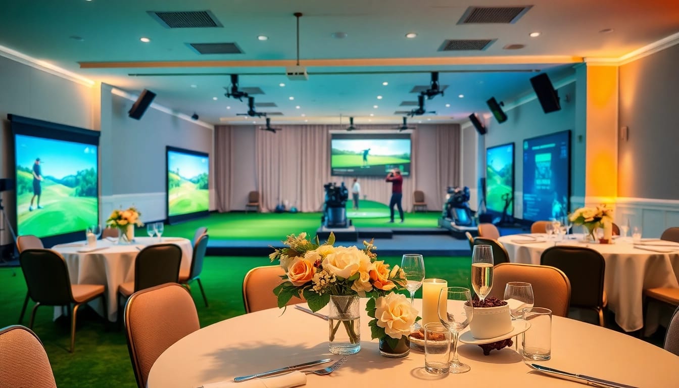 Hosting Events in an elegantly arranged indoor venue with vibrant atmosphere.
