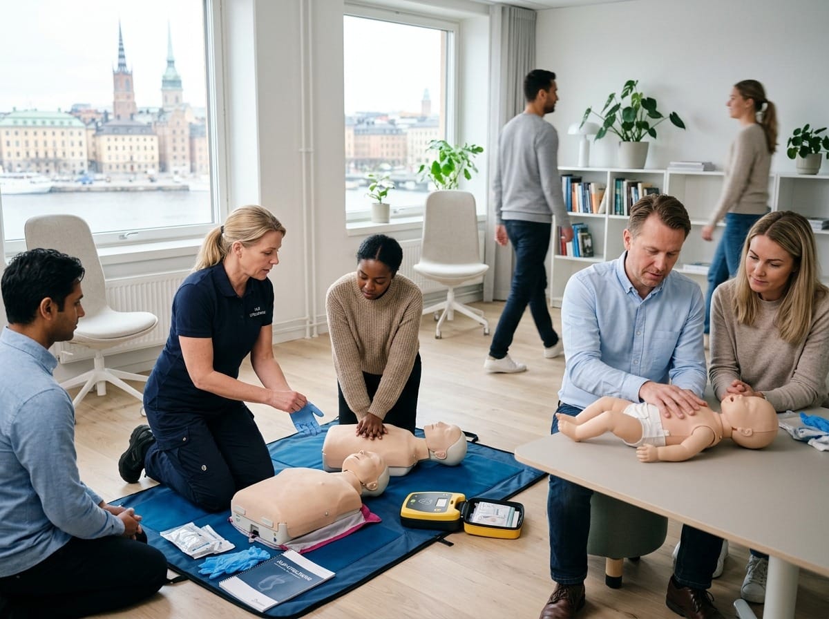 Barn- och vuxenmoment i vår HLR kurs Stockholm