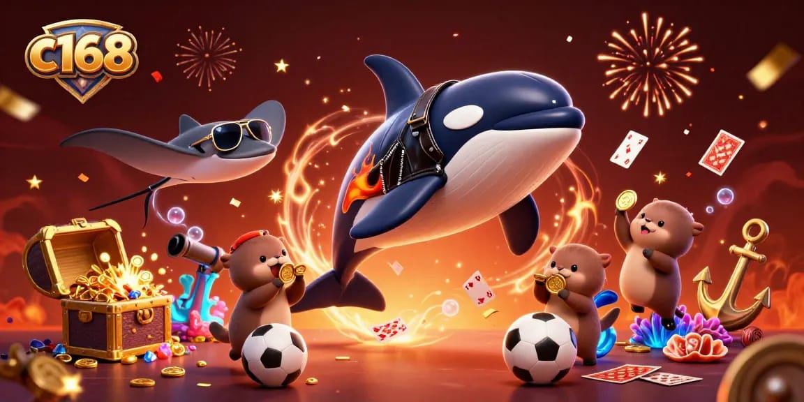 Engage in dynamic sports betting with c168 as orca whale, stingray, and otters celebrate wins.