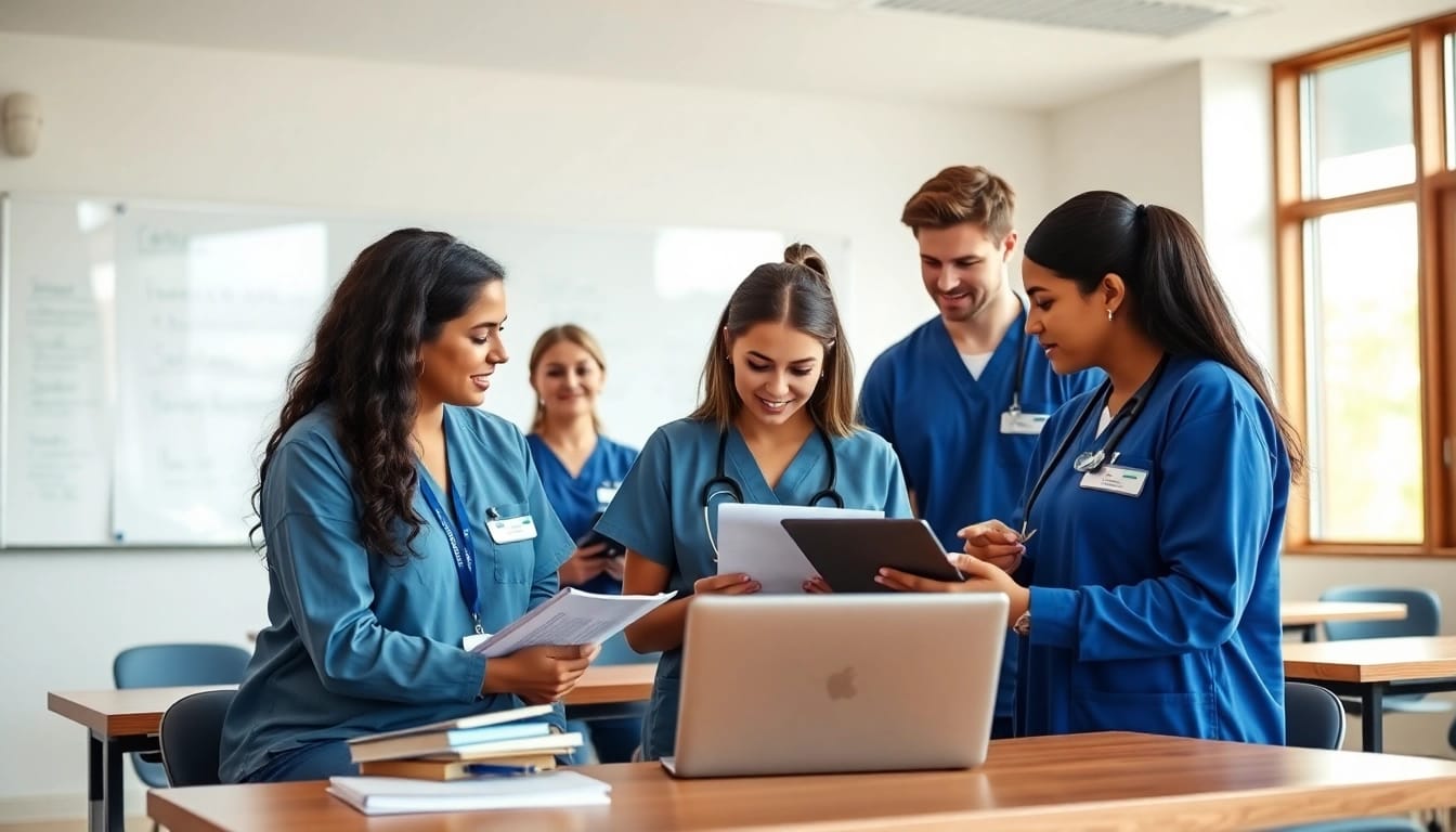 Nursing students actively studying in a vibrant NGN NCLEX review Houston session, enhancing their exam preparation.