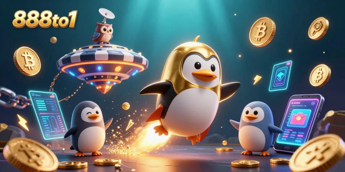 Experience thrilling gameplay with 888to1 as the golden penguin navigates a vibrant casino universe!