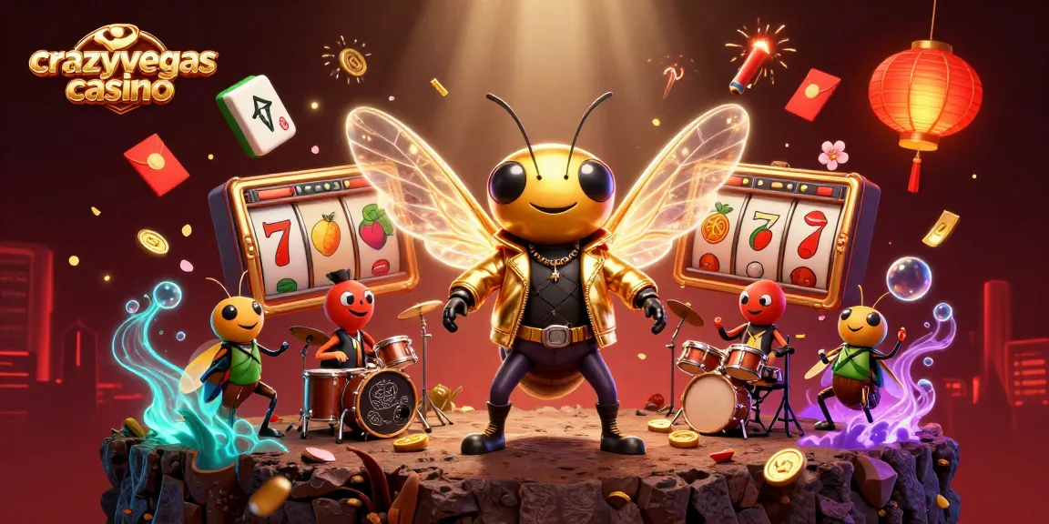 Experience the thrill of crazyvegas casino with a vibrant 3D scene filled with slot reels and colorful characters.