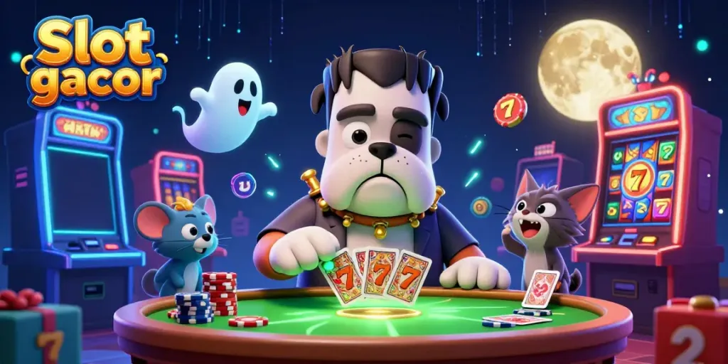 Experience the thrill of Slot gacor with colorful characters and vibrant gaming elements in a captivating setting.