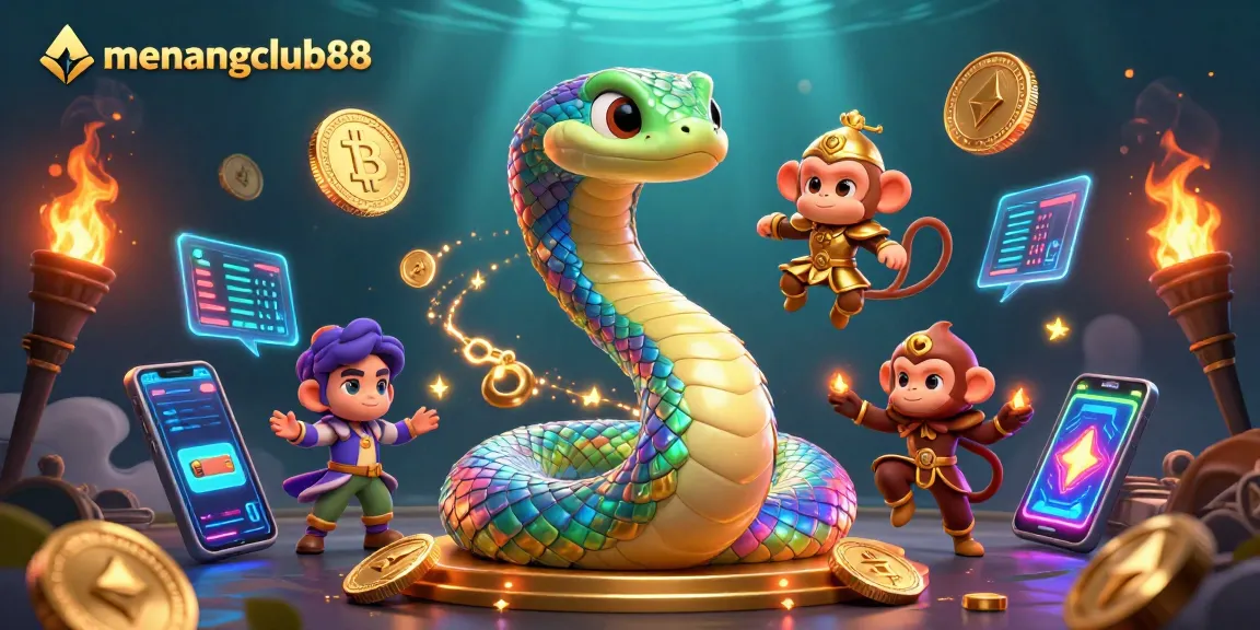 Engage with menangclub88's thrilling gaming experience featuring a rainbow serpent and monkey king.