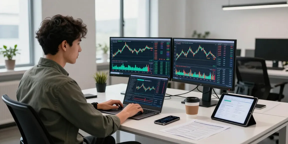 Developer analyzes HK stock historical Kline API data in a modern fintech office.