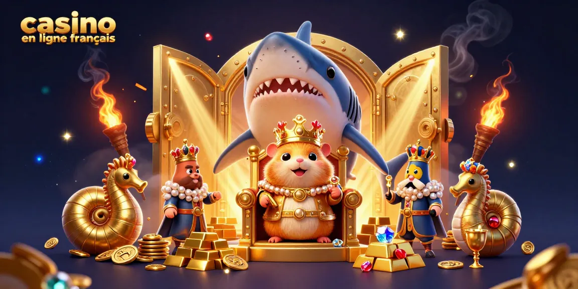 Visualisez des gains au casino en ligne francais avec le roi hamster sur son trône en dent de requin.