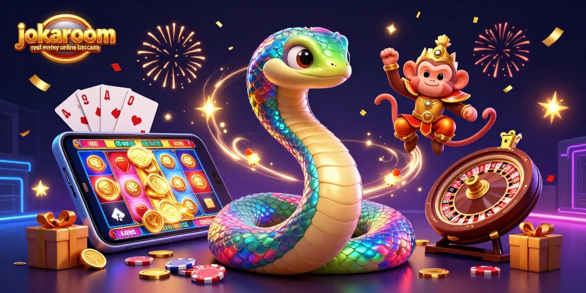 Experience the thrill of jokaroom real money online baccarat with an exciting casino-themed illustration.