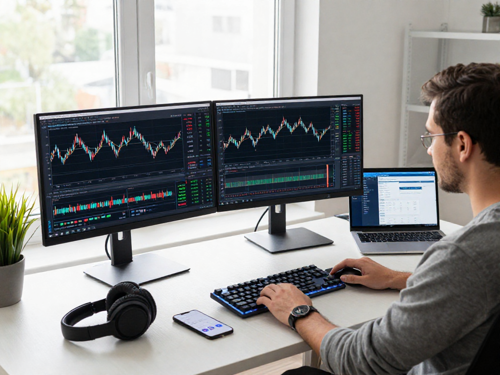 MetaTrader 5 官网交易界面的专业加密货币交易工作区，包括实时图表和策略测试工具。