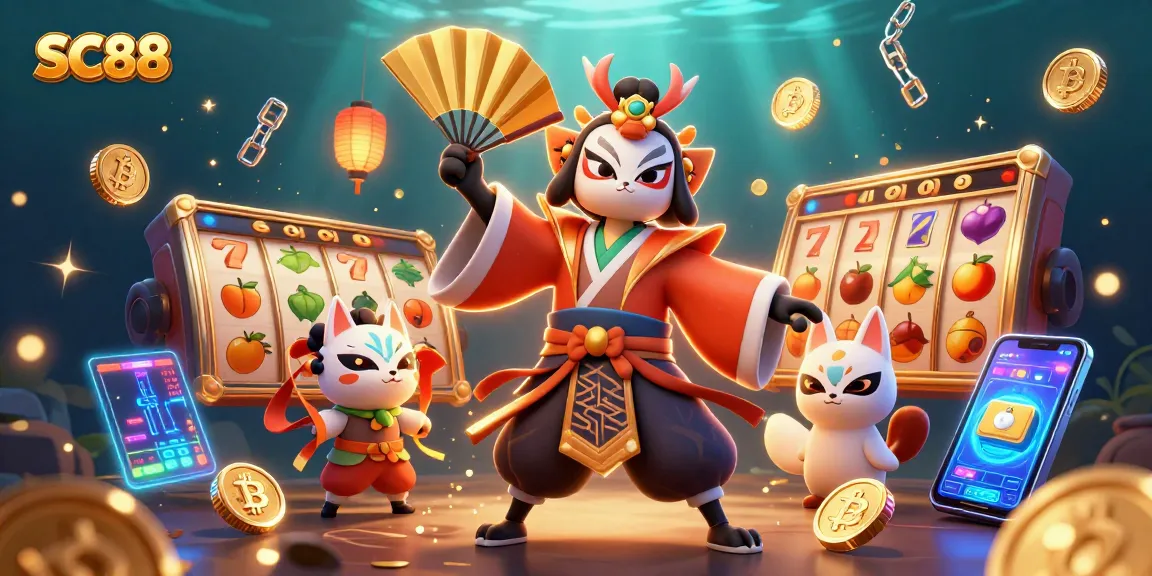 Engage in thrilling gaming with SC88, featuring unique characters and vibrant slot elements.