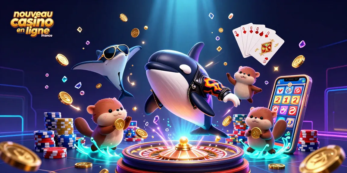 Illustration captivante représentant un nouvel univers de jeu au nouveau casino en ligne France, avec des personnages marins et des éléments de casino.