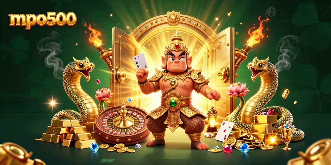 Win big with mpo500 at this vibrant live casino scene featuring a friendly yaksha guardian.