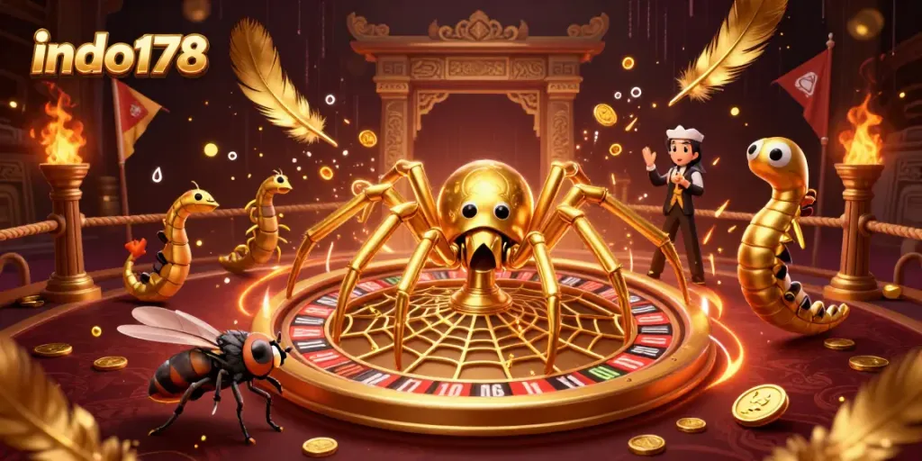 Spin winning bets at indo178 with a golden spider betting on roulette!