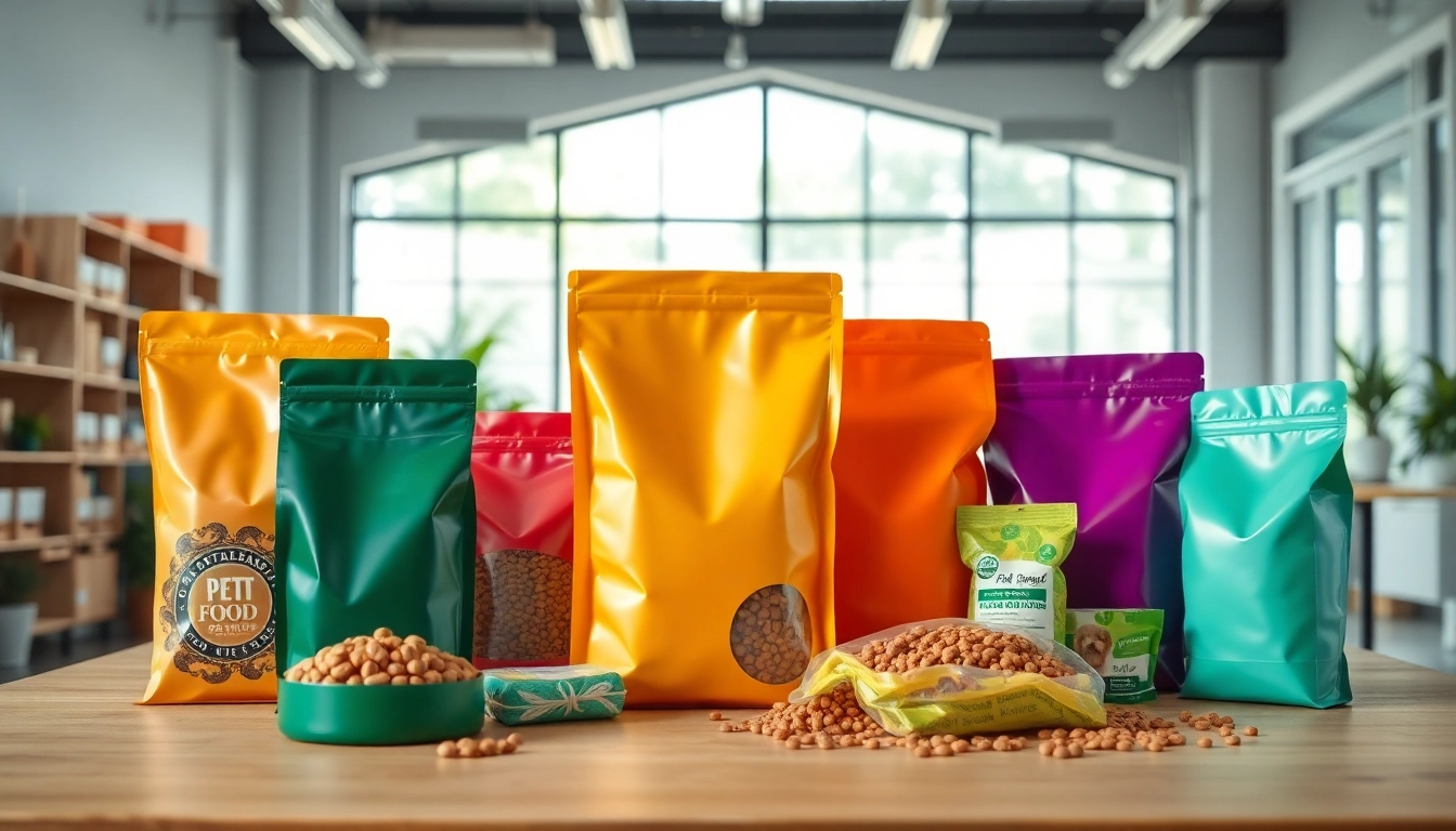 Innovative designs at a pet food packaging company showcasing eco-friendly materials.