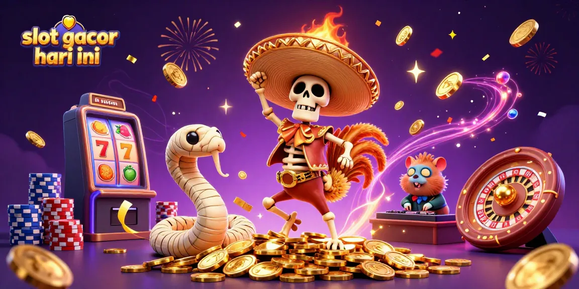 Spin luck with slot gacor hari ini as 3D characters celebrate on golden coins.
