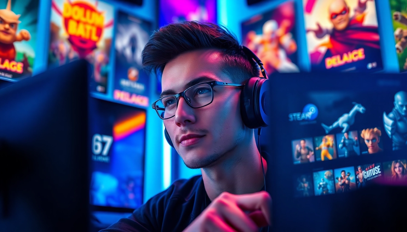 Discover the best Steam deals in a vivid gaming environment with vibrant colors and engaging setup.