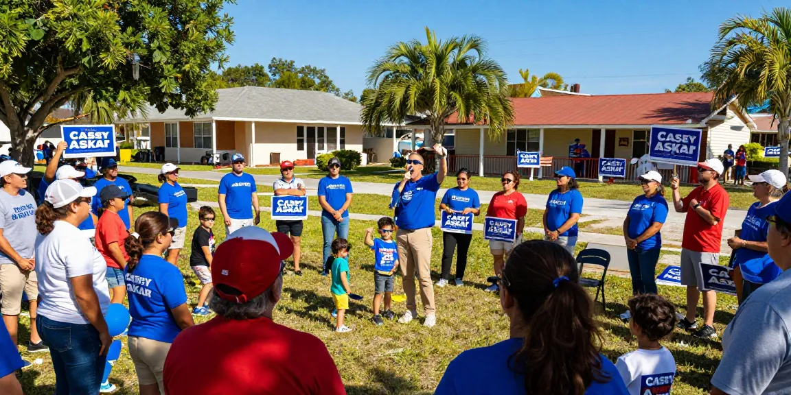 Casey Askar engaging with voters during a campaign rally in Florida, showcasing community support and political enthusiasm.