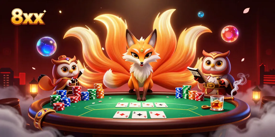 Experience thrilling poker action with 8xx, showcasing vibrant characters and dynamic gameplay elements.