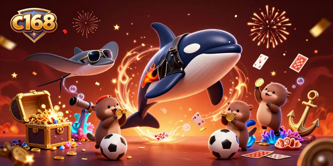 Engage in dynamic sports betting with c168 as orca whale, stingray, and otters celebrate wins.