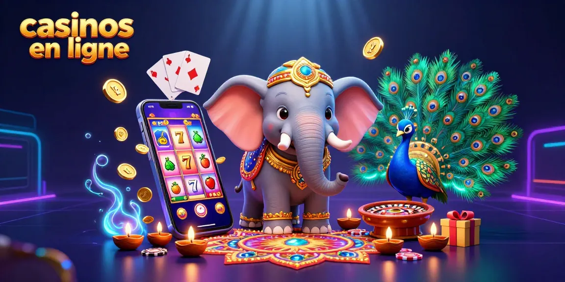 Faites tourner les jackpots avec nos casinos en ligne et profitez de cette scène colorée d'éléphants et de jeux de casino.
