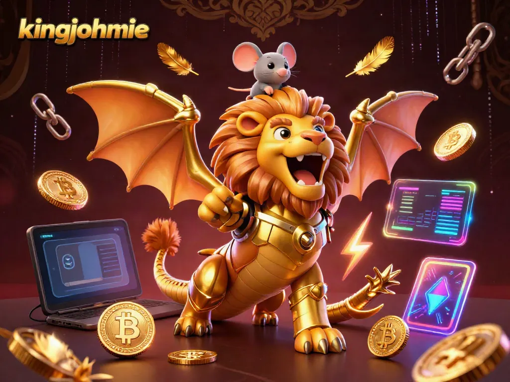 Unleash unmatched excitement at King Johnnie with a roaring chimera and cryptocurrency elements.