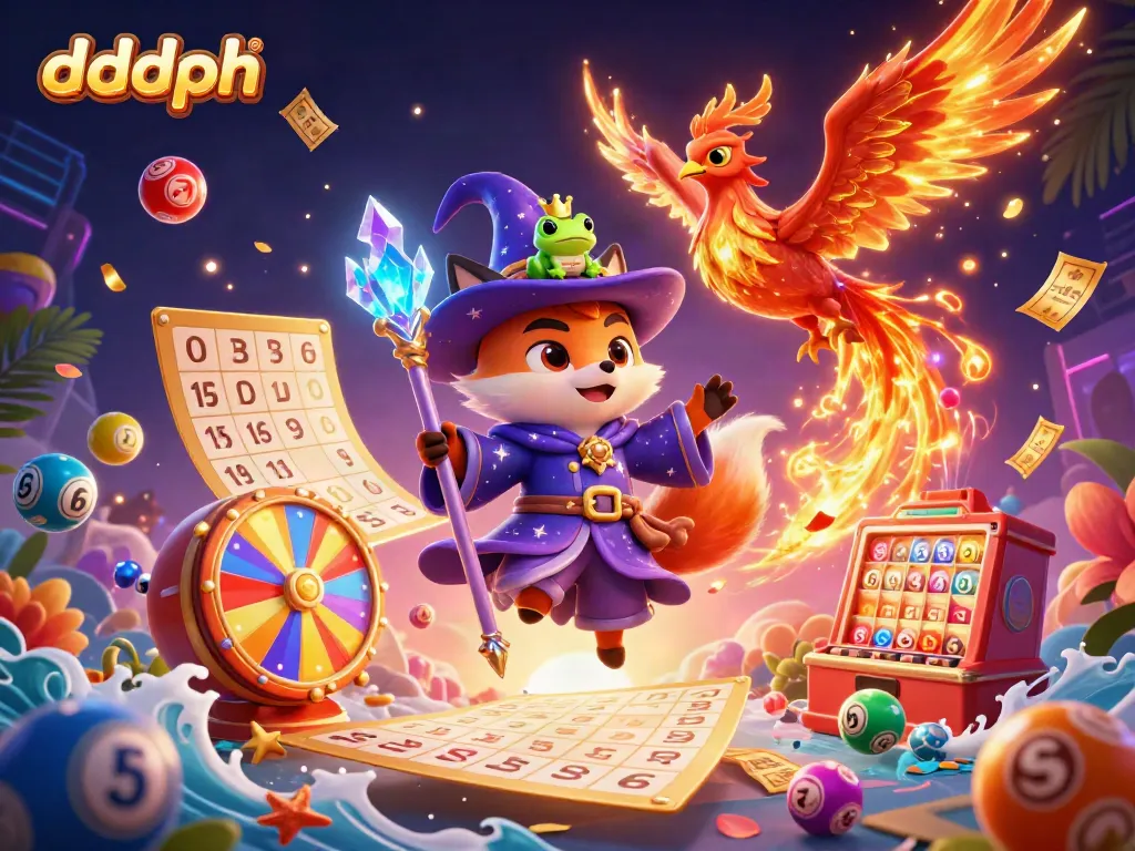 Engage with an enchanting dddph-themed lottery scene featuring mystical characters and vibrant game elements.