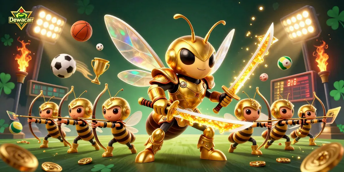 Dewacair's giant hornet samurai leads a dynamic sports betting scene filled with action.