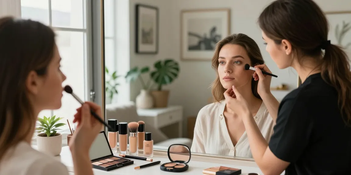 Trucco personalizzato durante una consulenza di bellezza in un ambiente elegante.
