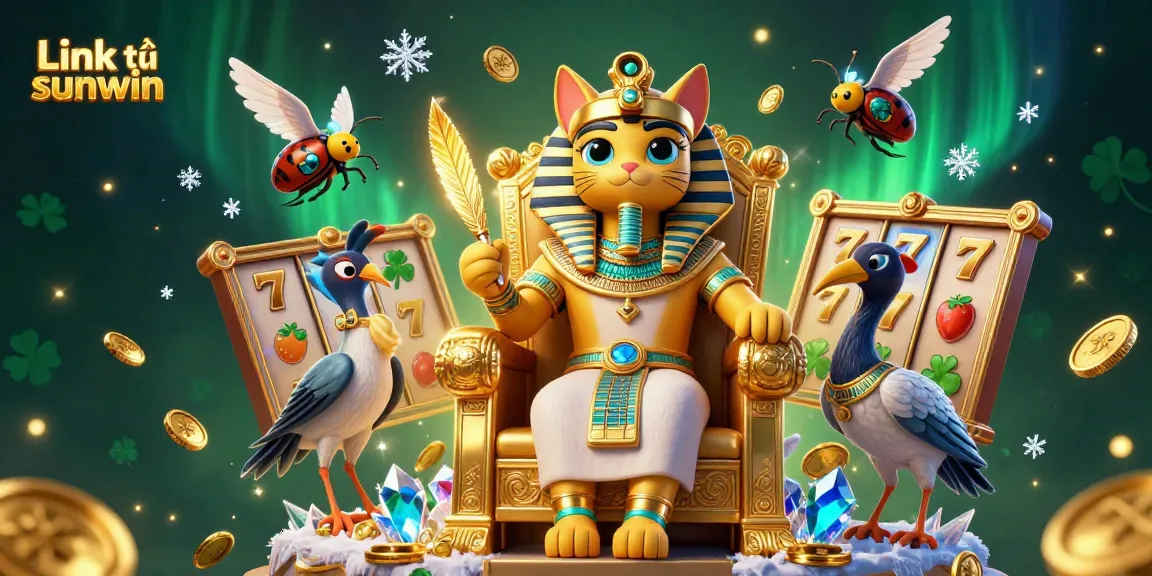 Experience winning fun with Link tải sunwin as cartoon characters celebrate slots in a dazzling casino.