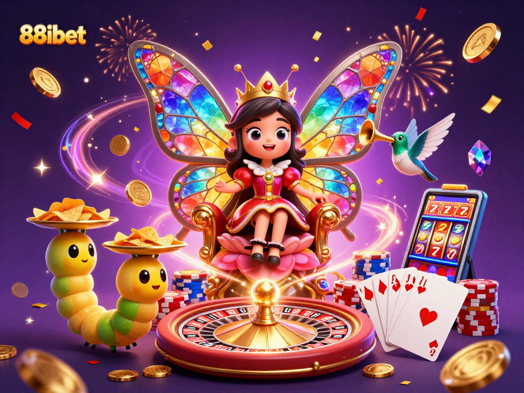 Visualize the exciting action of 88ibet with dynamic casino elements and a vibrant scene.