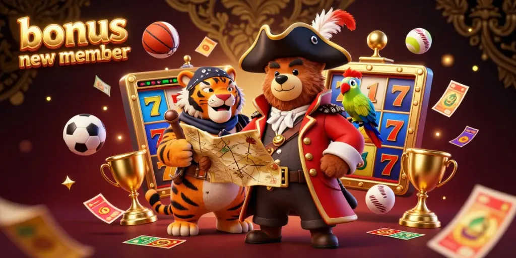 Celebrate with a bonus new member in this vivid 3D casino adventure featuring a pirate bear and dynamic game elements.