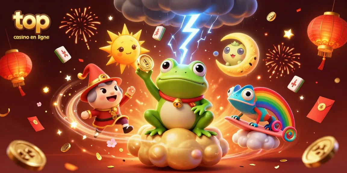 Jouer aux jeux dans le top casino en ligne avec des personnages 3D colorés et des éléments festifs.