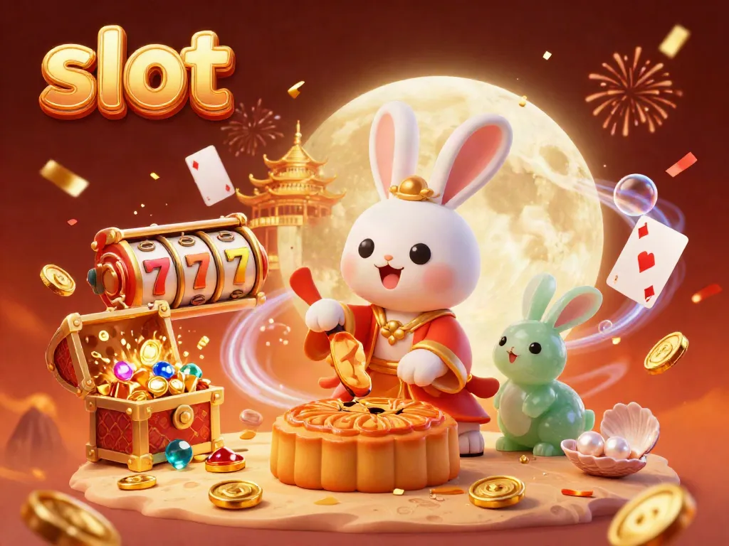Monyet bulan mengasyikkan bermain slot, mengungkapkan simbol menarik dan jack pot.