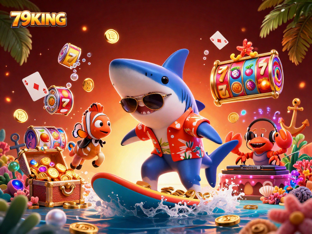 Experience the thrill of slots with 79KING's vibrant casino adventure featuring engaging 3D characters.