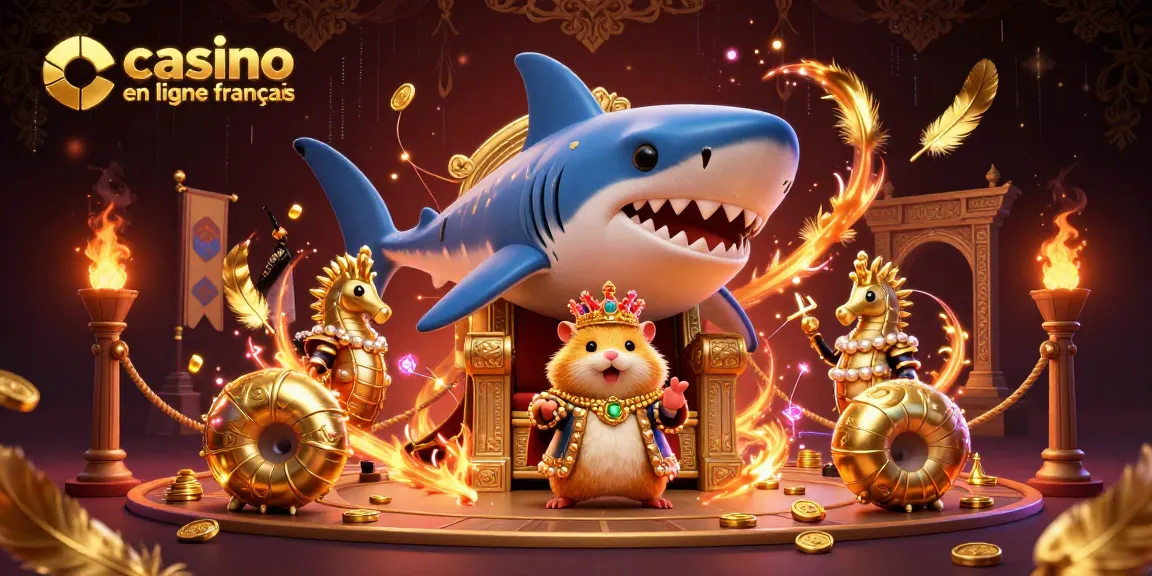 Vivez l'excitation du casino en ligne français avec un roi hamster et ses gardes marins dans cette scène inspirante.