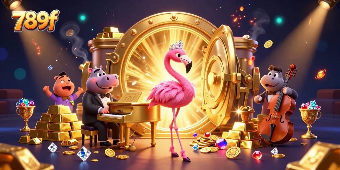 Immerse yourself in 789f with a vibrant casino scene featuring lively characters and treasures!