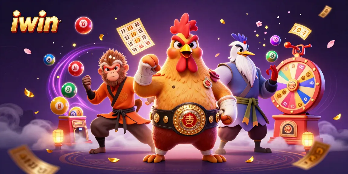 Experience thrilling action with iwin's dynamic lottery scene featuring vibrant characters.